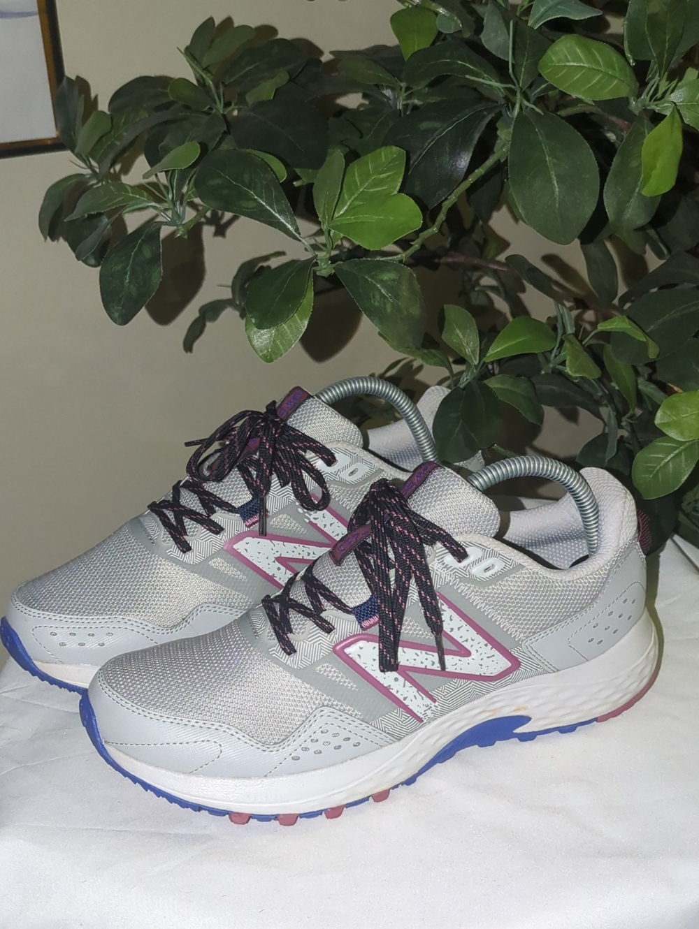New Balance Gray and Purple Lace-Up Running Sneakers